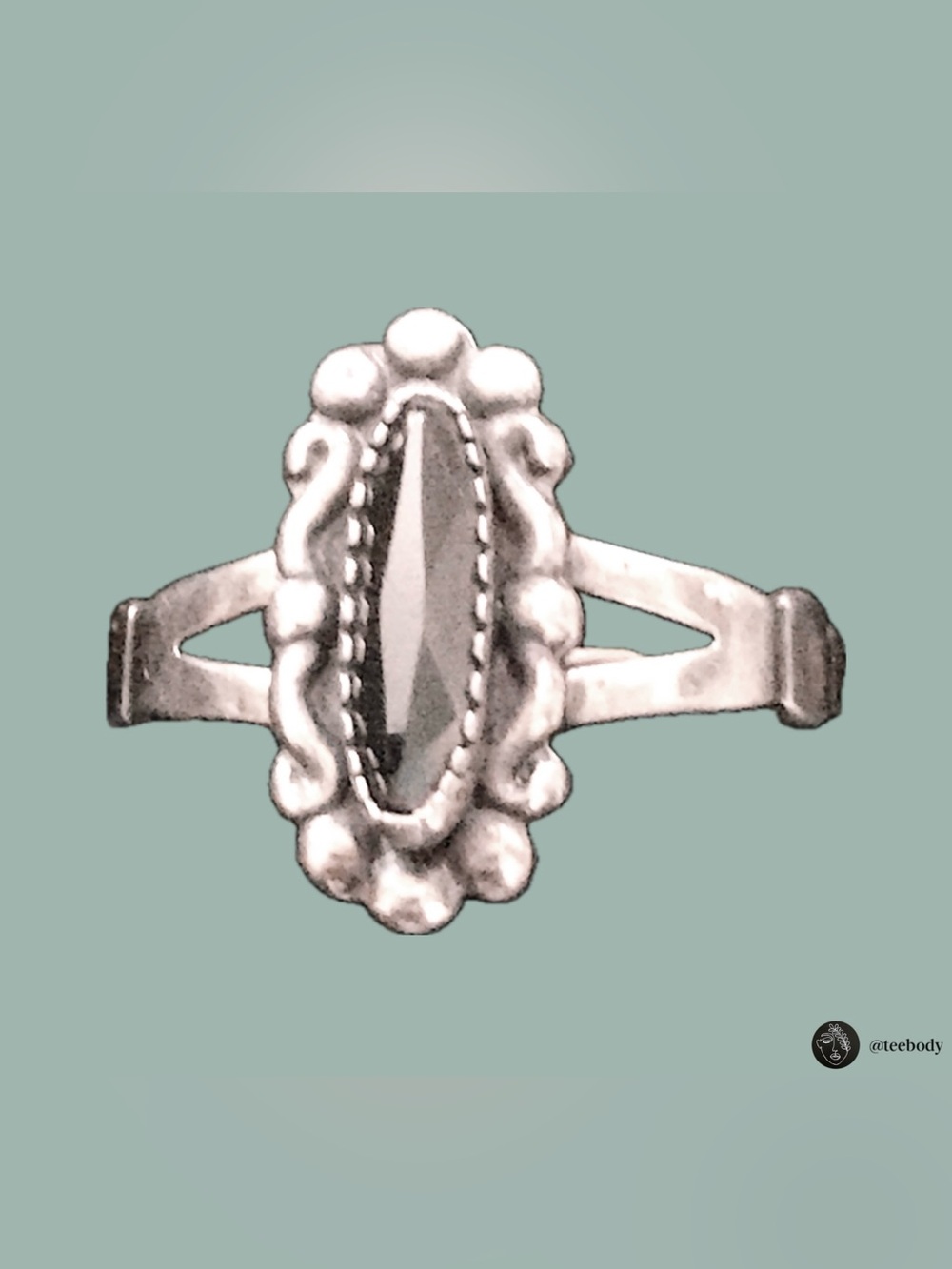 WMCO Sterling Silver Black Diamond Marquise Ring Vintage NWT